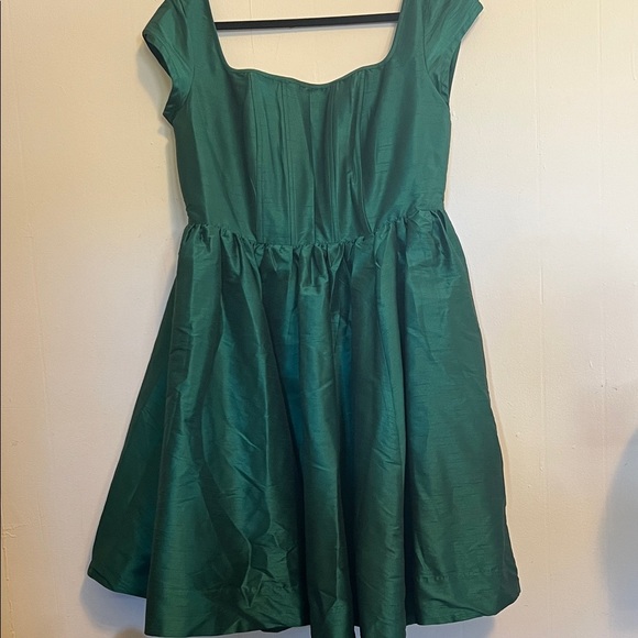 eShakti Emerald Green Fit and Flare Dress - Picture 1 of 5